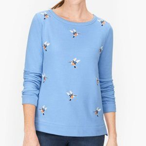 Talbots Tweeting Bird Sweatshirt Embroidered - Blue - MP